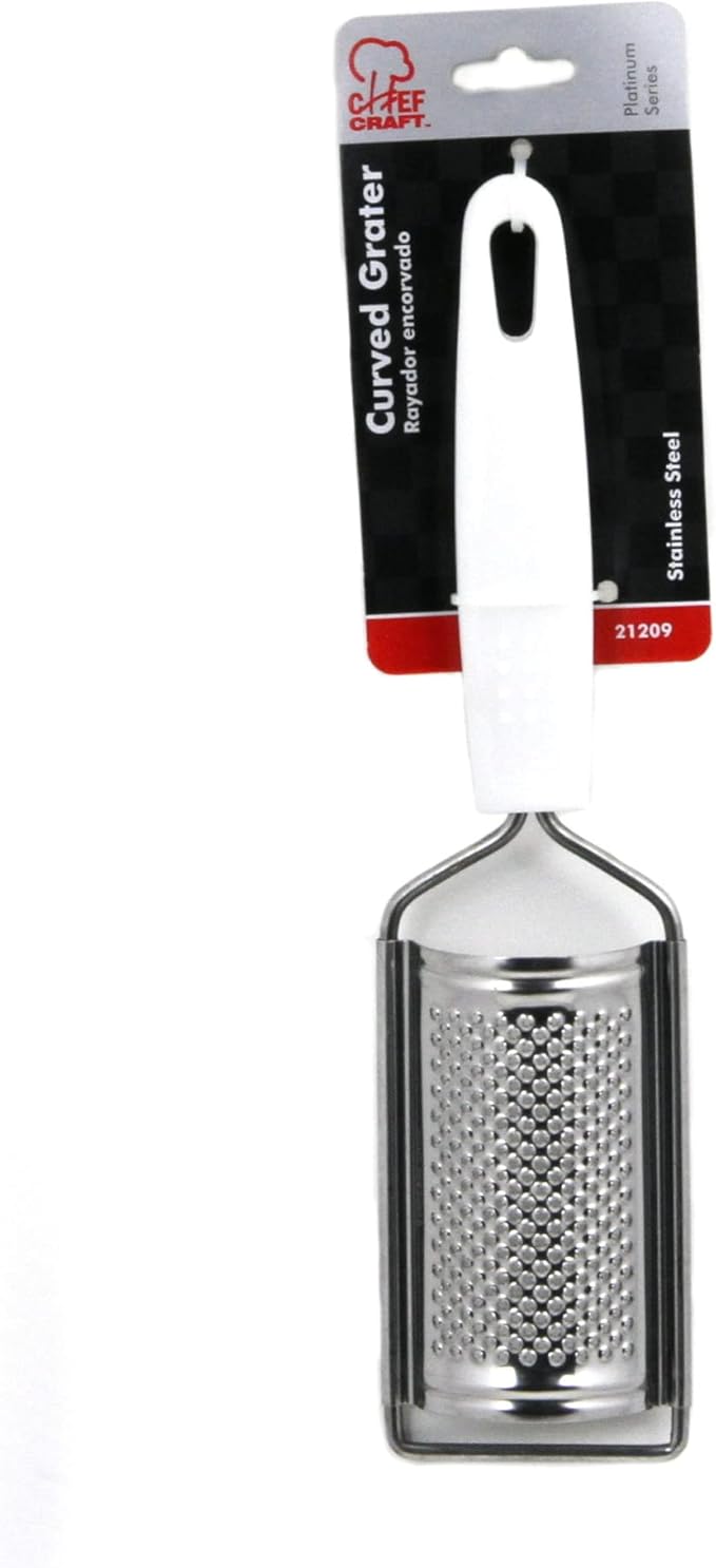 Chef Craft Select Stainless Steel Curved Fine Grater/Zester, 9.75 Inches in length, White