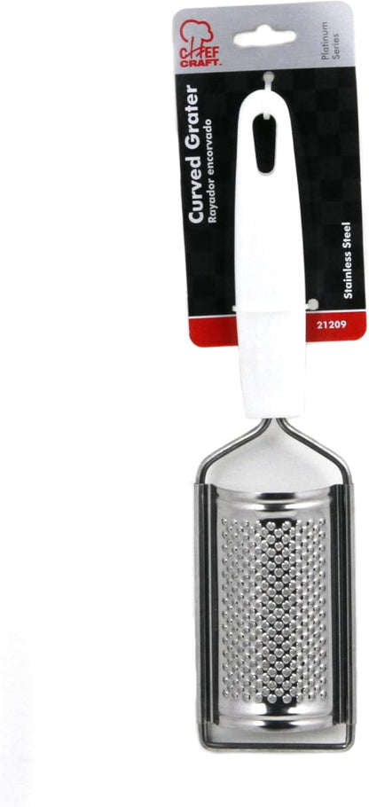Chef Craft Select Stainless Steel Curved Fine Grater/Zester, 9.75 Inches in length, White