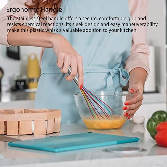 Silicone Whisk set of 3, 8+10+12in Kitchen Balloon Wire Whisks, Hand Egg Mixer Beater for Cooking