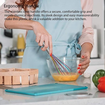 Silicone Whisk set of 3, 8+10+12in Kitchen Balloon Wire Whisks, Hand Egg Mixer Beater for Cooking