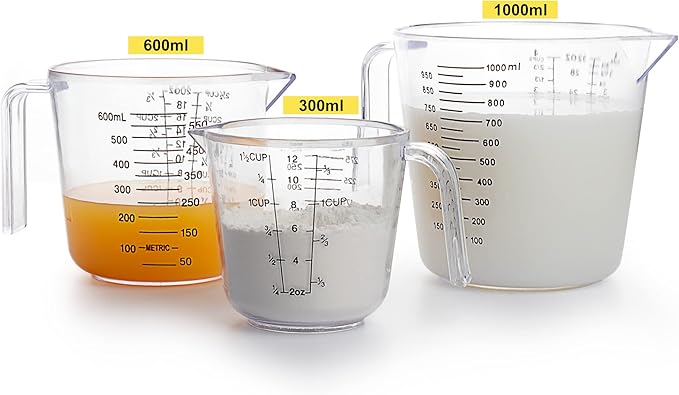 Measuring Cups Set, Liquid Measuring Cups For 3 For Kitchen - BPA Free Plastic Set with Spout Multiple Measurement Scales (Clear) - Image 3