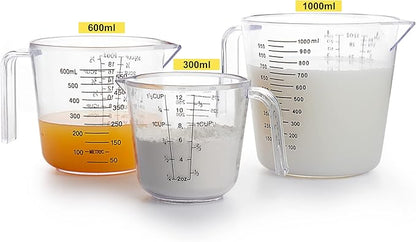 Measuring Cups Set, Liquid Measuring Cups For 3 For Kitchen - BPA Free Plastic Set with Spout Multiple Measurement Scales (Clear) - Image 3