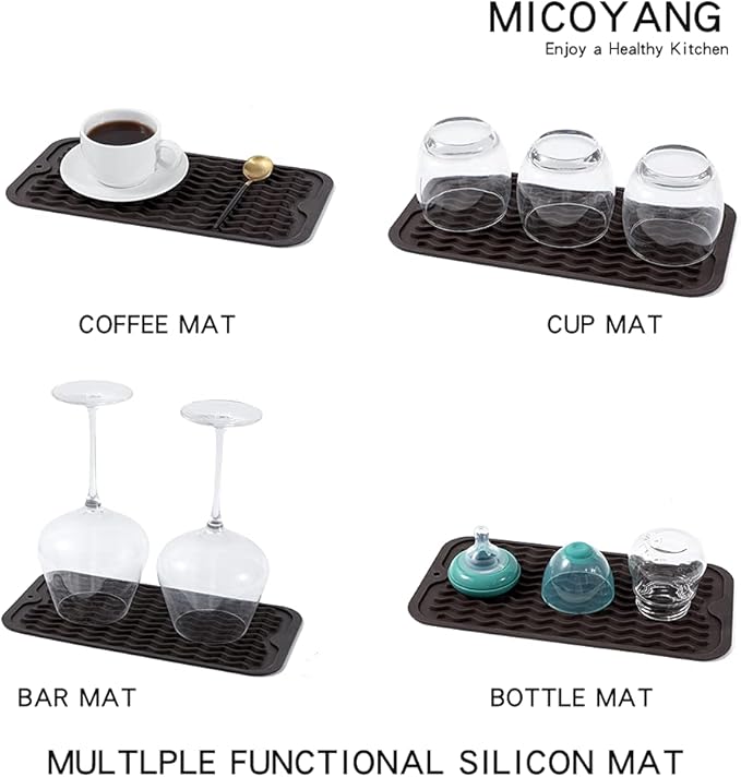 MicoYang Silicone Dish Drying Mat for Multiple Usage,Easy clean,Eco-friendly,Heat-resistant Silicone Mat for Kitchen Counter or Sink,Refrigerator or Drawer Liner Coffee S 12 inches x 6 inches - Image 4