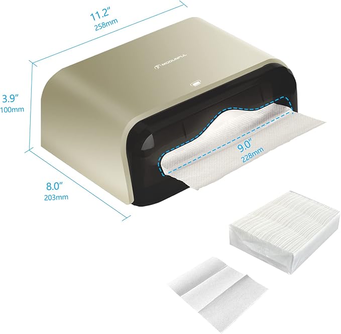 C-Fold Paper Towel Dispenser for Bathroom: Compact 200 Sheets Large Capacity for Multifold Hand Towel, No-Hole Installation Adhesive Paper Towel Holder Wall Mount - Gold - Image 5