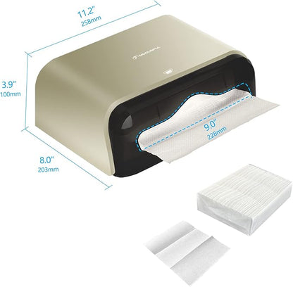 C-Fold Paper Towel Dispenser for Bathroom: Compact 200 Sheets Large Capacity for Multifold Hand Towel, No-Hole Installation Adhesive Paper Towel Holder Wall Mount - Gold - Image 5