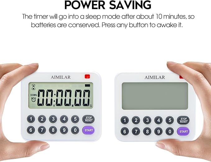 AIMILAR Magnetic Digital Kitchen Timer with Direct Numerical Keypad, Loud Alarm - 99Hr Countdown Count Up Timer for Cooking Baking Classroom, Batteries Included - Image 5