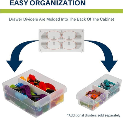 Akro-Mils 26-Drawer Plastic Drawer Storage Cabinet for Garage Organization, Bead Organizer, Building Bricks Storage, Teacher Toolbox, Makeup Organizer, 20-Inch W x 6-Inch D x 10-Inch H, 10124 White - Image 5