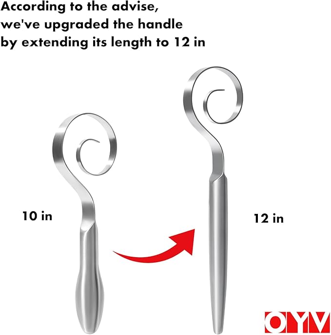 OYV 12" Seamless Dough Whisk, 18/10 Stainless Steel Bread Whisk, Danish Whisk for Sourdough, Pizza, Cookies, Pancake & Waffle, Easy to Clean Sour Dough Tools - Image 2