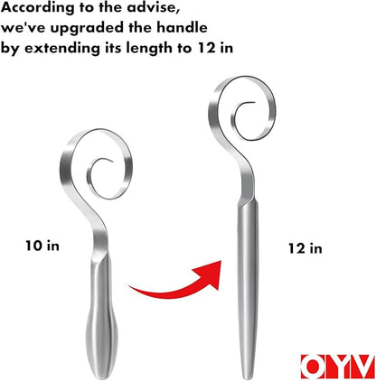 OYV 12" Seamless Dough Whisk, 18/10 Stainless Steel Bread Whisk, Danish Whisk for Sourdough, Pizza, Cookies, Pancake & Waffle, Easy to Clean Sour Dough Tools - Image 2
