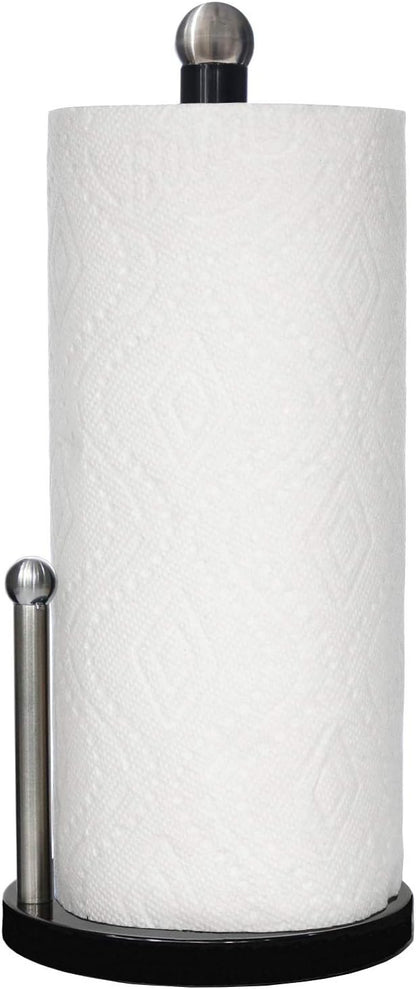 Blue Donuts Countertop Paper Towel Holder with Weighted Base - Easy One-Handed Tear, Modern Design, Black