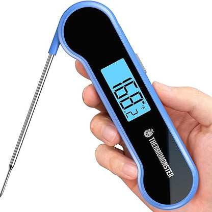 0.5 Sec Instant Read Meat Thermometer Digital with ±0.5℉ Precision, Food Thermometer for Cooking Kitchen Gadgets, Oven Grill Candy BBQ Essentials Accessories, Gifts for Him Dad Men Birthday, Blue by ThermoMonster
