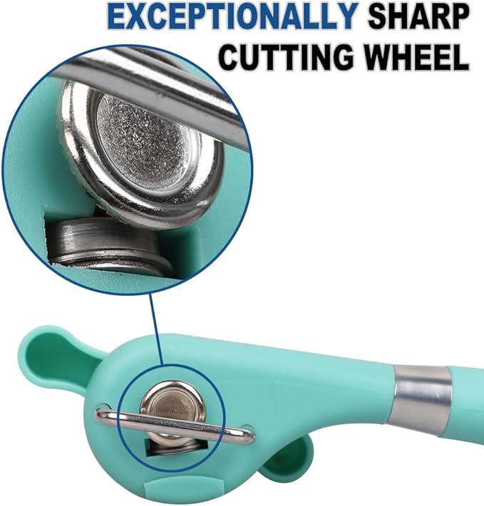 PAKITNER- Cut safe Manual can opener smooth edge - handheld Side cut can opener, Ergonomic Smooth Edge, Food Grade Stainless Steel Cutting Can Opener for Home, Kitchen & Restaurant, Green - Image 4