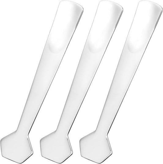 Pndeyo 3pcs Mini Stainless Steel Makeup Spatula, Reusable Cosmetic Cream Spatulas Spoon, Skincare Scoop Applicator Facial Massage Beauty Tools for Mixing and Sampling Face Eye Cream- Silver