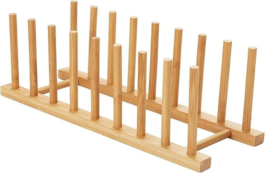 HBlife Bamboo Dish Plate Bowl Cup Book Pot Lid Cutting Board Drying Rack Stand Drainer Storage Holder Organizer Kitchen Cabinet（Keep Dry） by HBlife