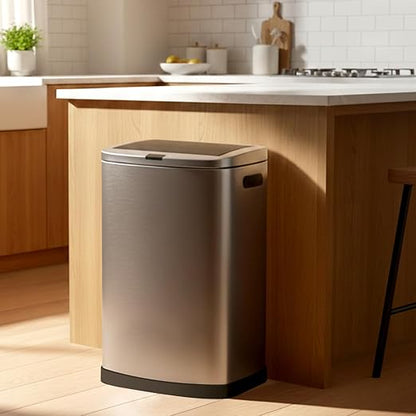 ELPHECO 13.2 Gallon Trash Can with Lid Motion Sensor, 50 Litre Brushed Stainless Steel Kitchen Trash Can Automatic with 10 Bags, Upgraded Silent-Closing, Fingerprint-Resistant, Kitchen, Office, Silver - Image 9