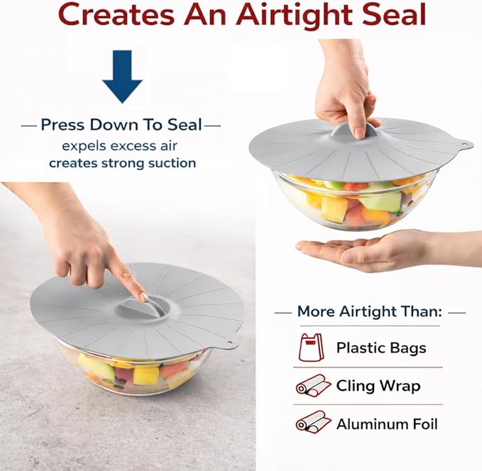 HIC Kitchen Cooking and Storage Lids, High-Heat Silicone, Set of 3 - Image 4