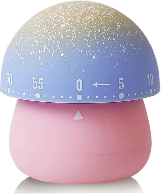 Mechanical Kitchen Timer, Cute Mushroom Timer for Kids, Wind Up 60 Minutes Manual Countdown Timer for Classroom, Home, Study and Cooking (Pink Base) by NUOSWEK