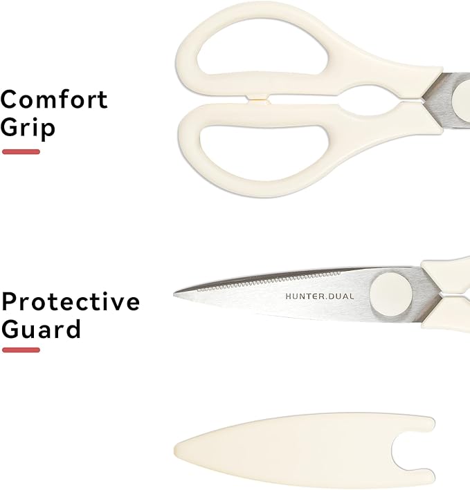 Kitchen Scissors for Food, HUNTER.DUAL Heavy Duty Come Apart Poultry Shears for Cooking, All Purpose for Cutting Chicken, Meat, Fish & Vegetables (Cream, 8.35 Inch) - Image 6