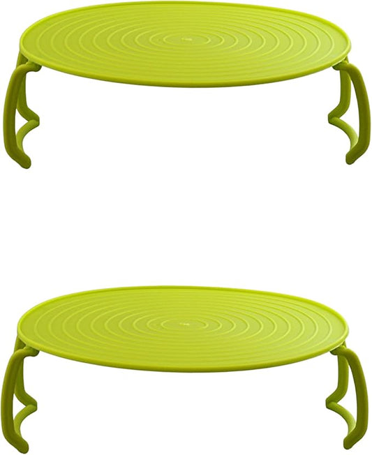 Microwave Multipurpose 4 in 1 Tray Stand Rack Splatter Guard Carry Tray Stacking Shelf (2, Green)