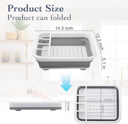 Collapsible Bowls, Plates, and Dishes Drainer, Portable Space-Saving Dish Rack for Kitchen, RV, Campers, and Travel Trailers