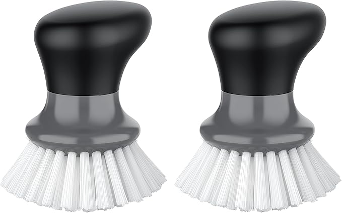 MR.SIGA Dish Scrub Brush, Palm Brush Dish Scrubber with Ergonomic Grip, Kitchen Brushes for Dishes, Gray, Pack of 2 by MRSIGA