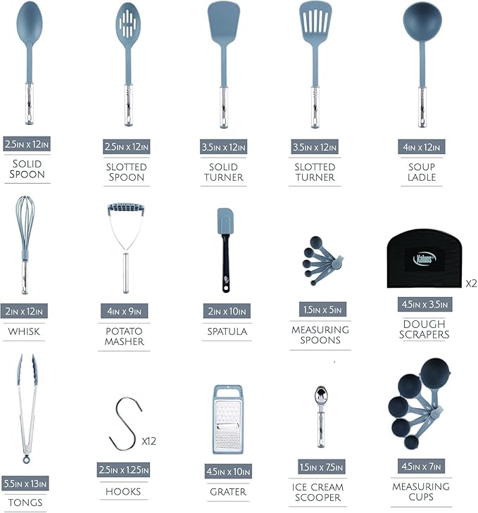 Kitchen Utensils Set 35 PCS Cooking Utensils Set, Nonstick and Heat Resistant Nylon Stainless Steel Silicone Spatula Set - Kitchen Gadgets Home Essentials Kitchen Accessories, Apartment Must Haves - Image 2