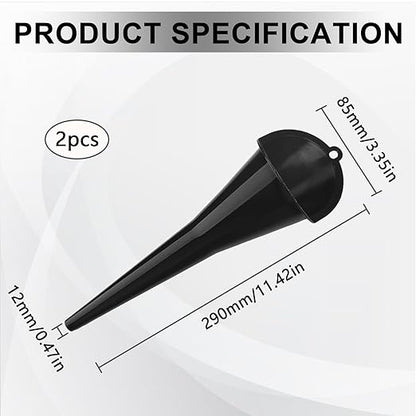 Long-Neck Oil Funnel for Automotive – Multi-Function Plastic Funnel for Oil, Gas & Lubricants – Universal Car Accessory (Black (2-Pack)) - Image 2
