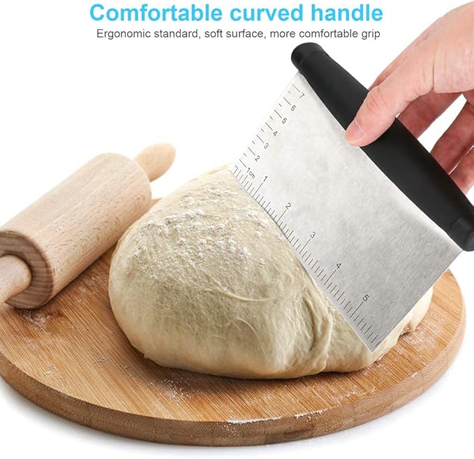 UUBAAR Bench Scraper & Chopper - 6 Inch Stainless Steel Dough Cutter with Contoured Grip, Multi-Purpose Kitchen Tool for Baking Cooking, Food Scraper Chopper & Pastry Knife - Image 6