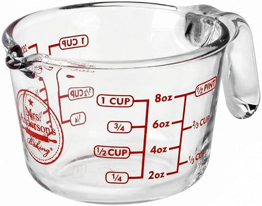 Mrs. Anderson's Baking Glass Measuring Cup, Borosilicate Glass, Precision Measures, For Hot And Cold Liquids, 1 Cup Capacity