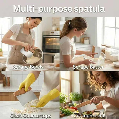 Dough Cutter, Kitchen Scraper, Food Scraper, Multipurpose Pastry Pizza Baking Cooking Cutting Board, Bench Scraper Kitchen Tool, Stainless Steel Metal Griddle Scraper Chopper Tool - Image 3
