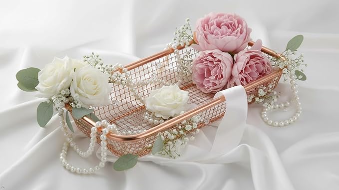 2Pack Stainless Steel Tumbler Cup Lid Organizer Inside Cabinet, Mason Jar Lid H, Rectangular Basket for Storage of Silverware, Chopsticks, straws and Utensils, Rosegold - Image 7