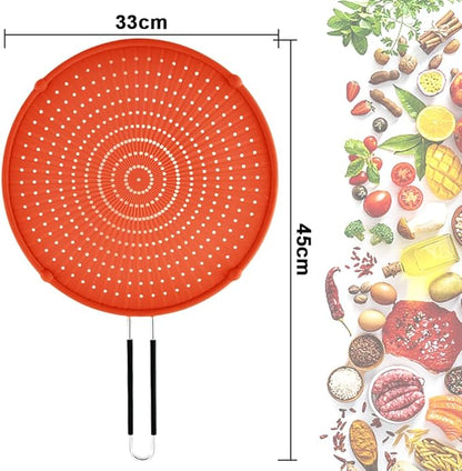 Splatter Screen for Frying Pan, Grease Splatter Guard, Heat-Resistant Splatter Guards for Frying, Silicone Splatter Guard for Everyday Cooking, Dishwasher Safe, Red （16in×12in×0.5in） - Image 2