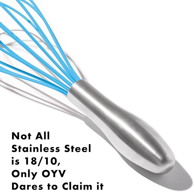 OYV 10-Inch Blue Silicone Whisk, Heat Resistant 480°F Kitchen Whisk with Stainless Steel Ergonomic Handle, Non-Scratch for Nonstick Cookware, Dishwasher Safe, Perfect for Blending, Cooking & Beating - Image 6
