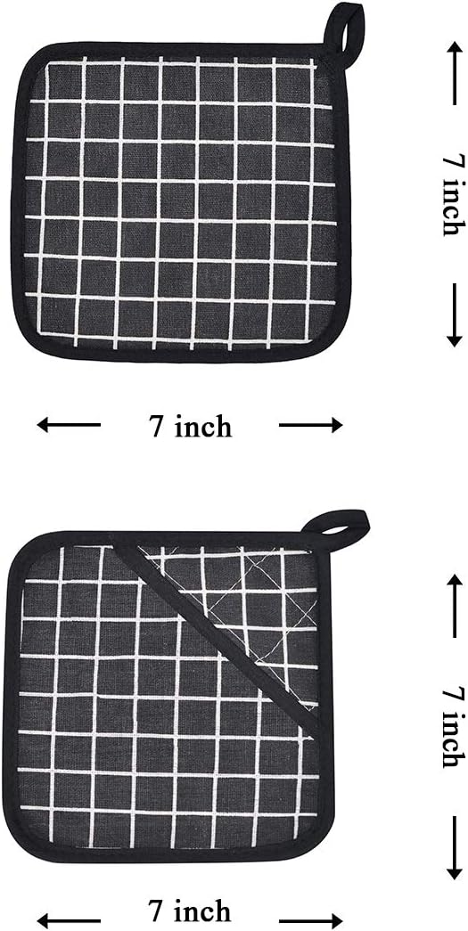 Oven Mitts and Potholders BBQ Gloves-Oven Mitts and Pot Holders with Recycled Infill Silicone Non-Slip Cooking Gloves for Cooking Baking Grilling (4-Piece Set,Black) - Image 6