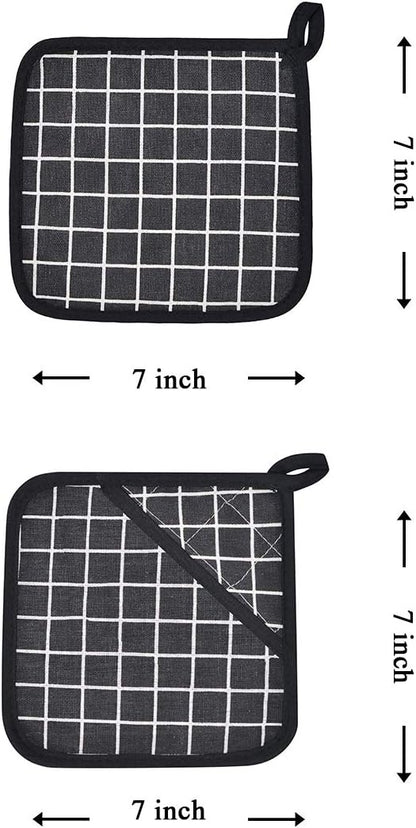 Oven Mitts and Potholders BBQ Gloves-Oven Mitts and Pot Holders with Recycled Infill Silicone Non-Slip Cooking Gloves for Cooking Baking Grilling (4-Piece Set,Black) - Image 6