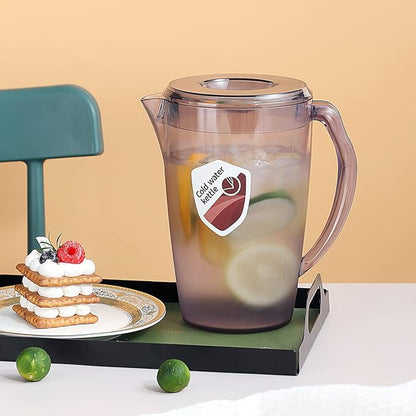 HOMQUEN Plastic Pitcher, 60 Oz/1.8L Water Carafe with Lid, Iced Tea Pitcher, Jar Pitcher, Jug with Handle for Tea, Juices, Milk, Cold or Hot Beverages (1 Pack/Gray) - Image 4