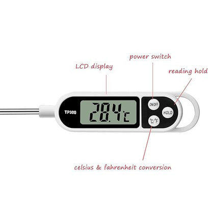 Digital Meat Food Thermometer for Cooking Kitchen BBQ, Probe Instant Read Thermometer with Long Probe for Candy Candle Milk Yogurt Deep Fry Roast Baking Temperature - Image 3