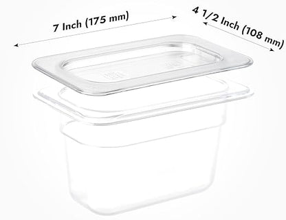 CURTA 6 Pack NSF 1/9 Size Food Pan Cover, Clear Polycarbonate Lidfor Commercial Food Pan, Dishwasher & Freezer Safe Plastic Clear
