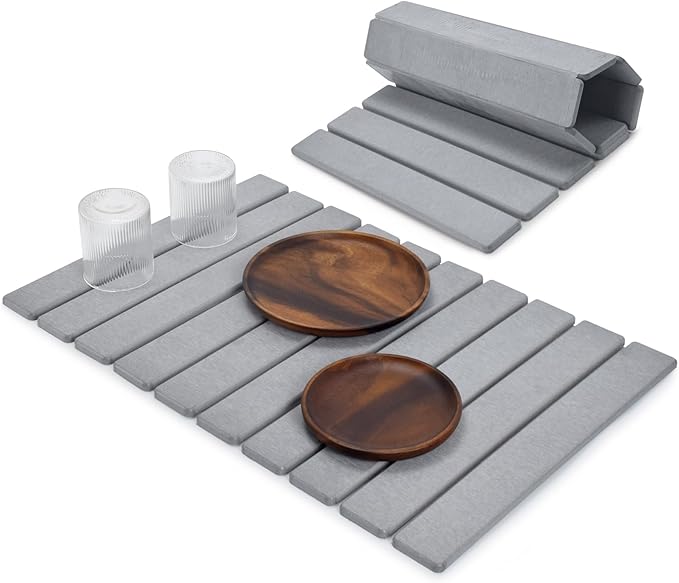 Stone Dish Drying Mats for Kitchen Counter, 24"(L)×16"(W), Drying Collapsible Dish Drying Mat, Eco-Friendly Absorbent Diatomaceous Earth Mats for Dishes Bottles Cups, Match Any Countertop by tdcokhe