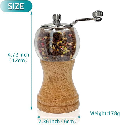 Salt and Pepper Grinder Set Manual Pepper Mill Salt Pepper Grinder Set 2pcs-5in Acrylic Wooden Classical Handle Peppermills Spice Grinder Enjoy Fresh Ground Pepper Various spice