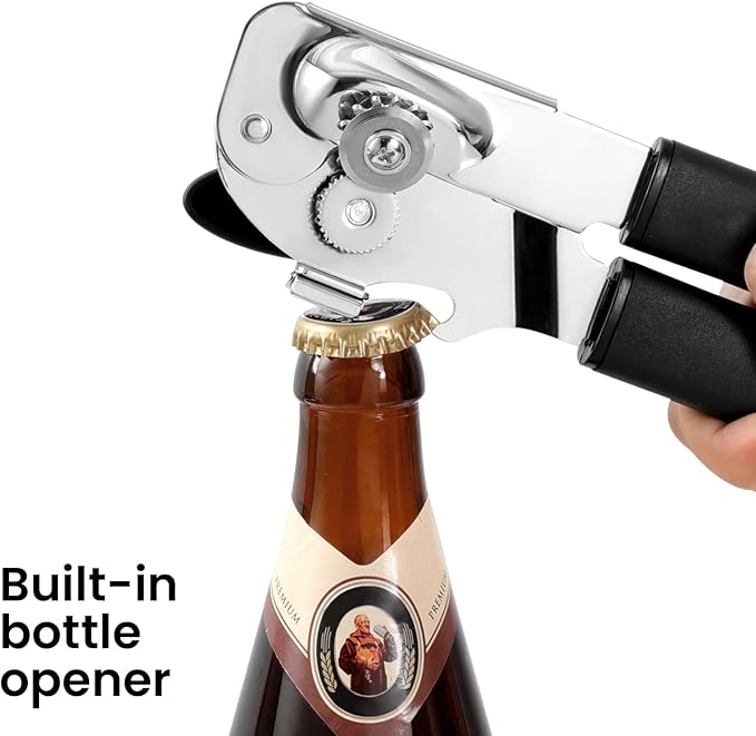Can Opener Manual with Magnet Lift, Heavy Duty Handheld Smooth Edge Can Tin Opener for Seniors, Durable Sharp Cutting Blade,Easy Turn Knob Multifunctional Bottle Opener - Image 4