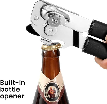 Can Opener Manual with Magnet Lift, Heavy Duty Handheld Smooth Edge Can Tin Opener for Seniors, Durable Sharp Cutting Blade,Easy Turn Knob Multifunctional Bottle Opener - Image 4