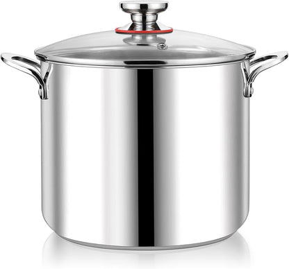 P&P CHEF 12 Quart Stainless Steel Stock Pot with Lid, Large Stockpot for Cooking Pasta Soup, Cookware for Induction Gas Electric Stoves, Visible Lid & Measuring Markings, Dishwasher Safe by PPCHEF