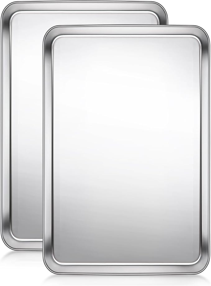 Terlulu Baking Sheet, Cookie Sheet, Stainless Steel Baking Pan, 2 Piece-19.6''x 13.8'' x 1.2'', Large Sheet Pan for Oven, Baking Tray for Baking&Roasting, Nonstick&Nontoxic&Easy Clean by Terlulu