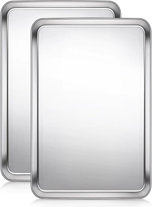 Terlulu Baking Sheet, Cookie Sheet, Stainless Steel Baking Pan, 2 Piece-19.6''x 13.8'' x 1.2'', Large Sheet Pan for Oven, Baking Tray for Baking&Roasting, Nonstick&Nontoxic&Easy Clean by Terlulu