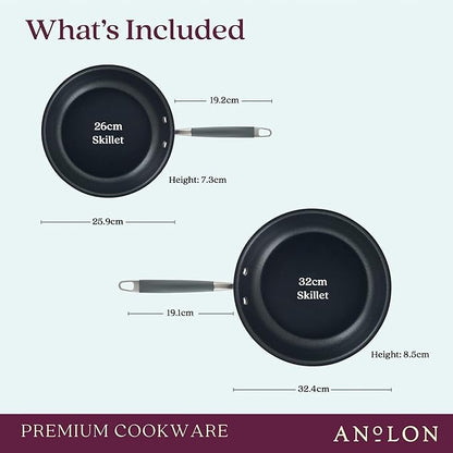 Anolon Advanced Home Hard-Anodized Nonstick Skillets (2 Piece Set- 10.25-Inch & 12.75-Inch, Onyx) - Image 9