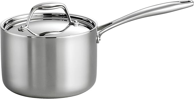 Tramontina Signature Tri-Ply Clad Stainless Steel 2-Quart Sauce Pan with Lid, Induction-Ready, Dishwasher-Safe, NSF-Certified, Made in Brazil by Tramontina