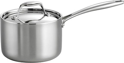 Tramontina Signature Tri-Ply Clad Stainless Steel 2-Quart Sauce Pan with Lid, Induction-Ready, Dishwasher-Safe, NSF-Certified, Made in Brazil by Tramontina