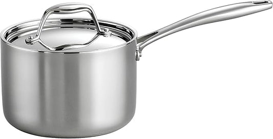 Tramontina Signature Tri-Ply Clad Stainless Steel 2-Quart Sauce Pan with Lid, Induction-Ready, Dishwasher-Safe, NSF-Certified, Made in Brazil by Tramontina