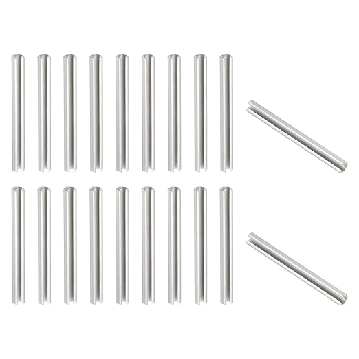 PATIKIL Slotted Spring Pin, 20 Pcs 3/16" x 2" (5.3mm x 50mm) 304 Stainless Steel Split Roll Pins Spring Dowel for Home Improvement Automotive Machine Repair, Silver